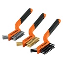 10652 / Juego de 3 mini cepillos de alambre 28 pinceles, Truper