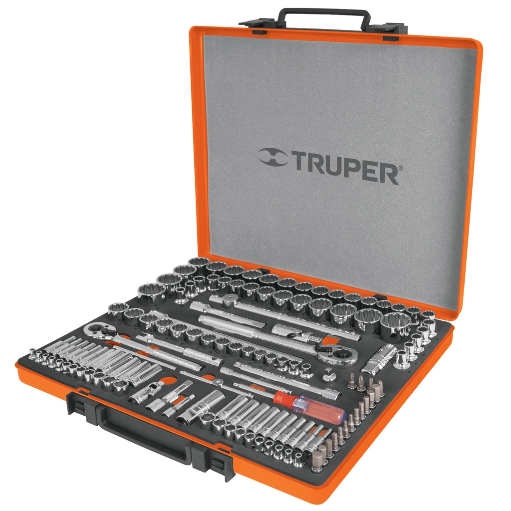 13975 / Juego 135 herramientas 1/4', 3/8' y 1/2' std y mm p/mecánico, Truper