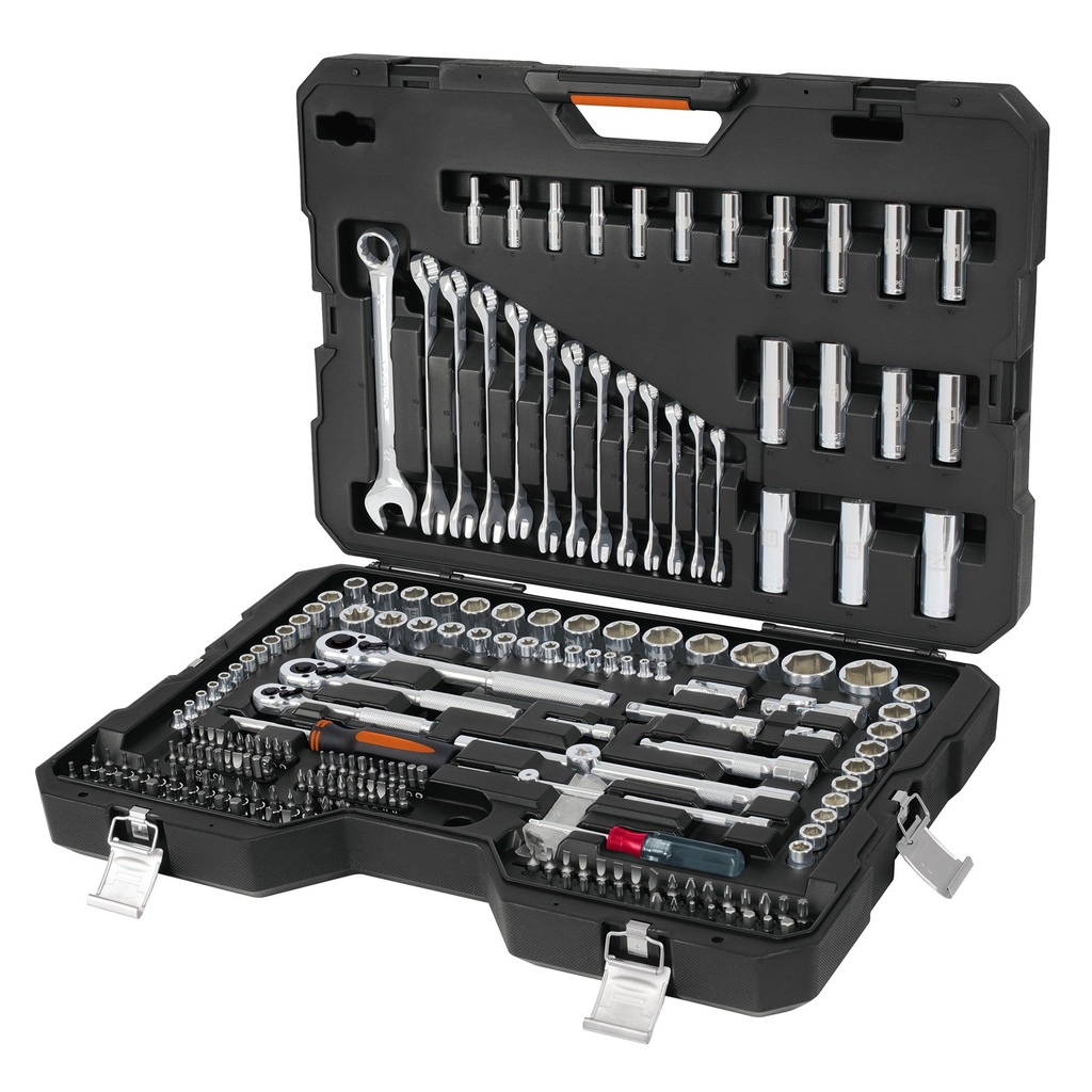 15695 / Juego 210 herramientas 1/4', 3/8' y 1/2' std y mm p/mecánico, Truper