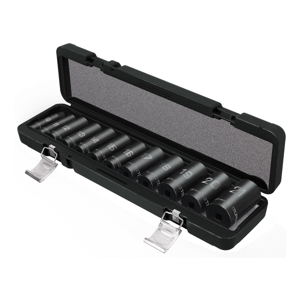 100946 / Juego de 12 dados largos de impacto cuadro 1/2', 6 puntas mm, Truper