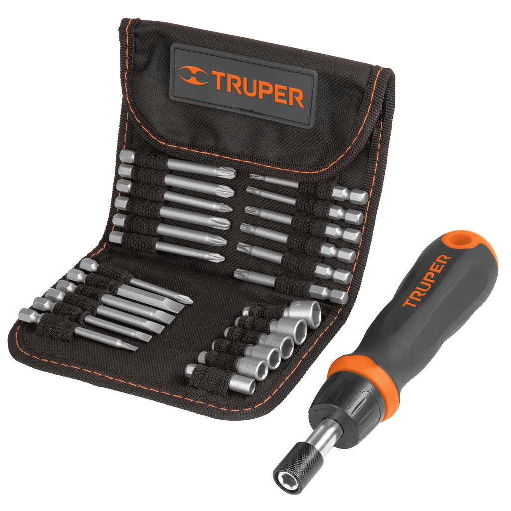 18219 / Desarmador tipo matraca con 18 puntas y 6 dados, Truper