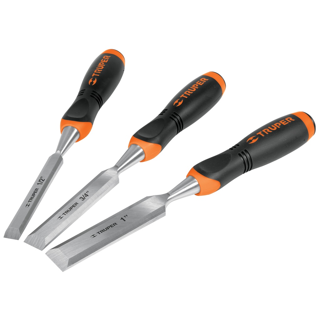 17759 / Juego de 3 formones mango Comfort Grip, Truper