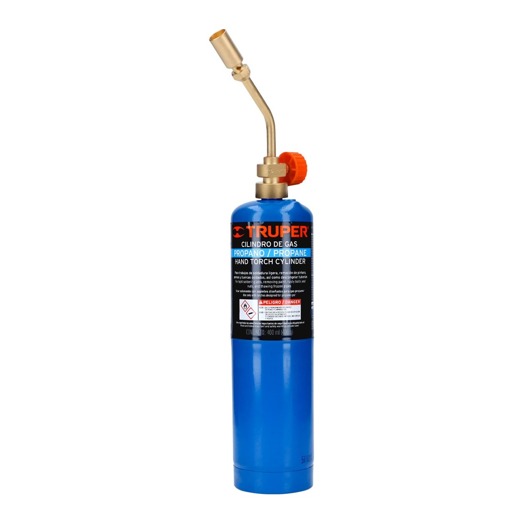 Kit de mechero y cilindro de gas propano de 400 g, azul, Truper