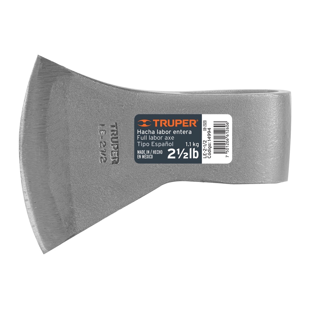 14994 / Hacha labor entera 2-1/2 lb sin mango, Truper