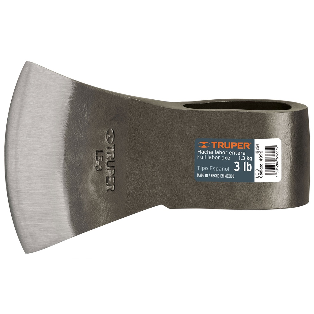 14996 / Hacha labor entera 3 lb sin mango, Truper