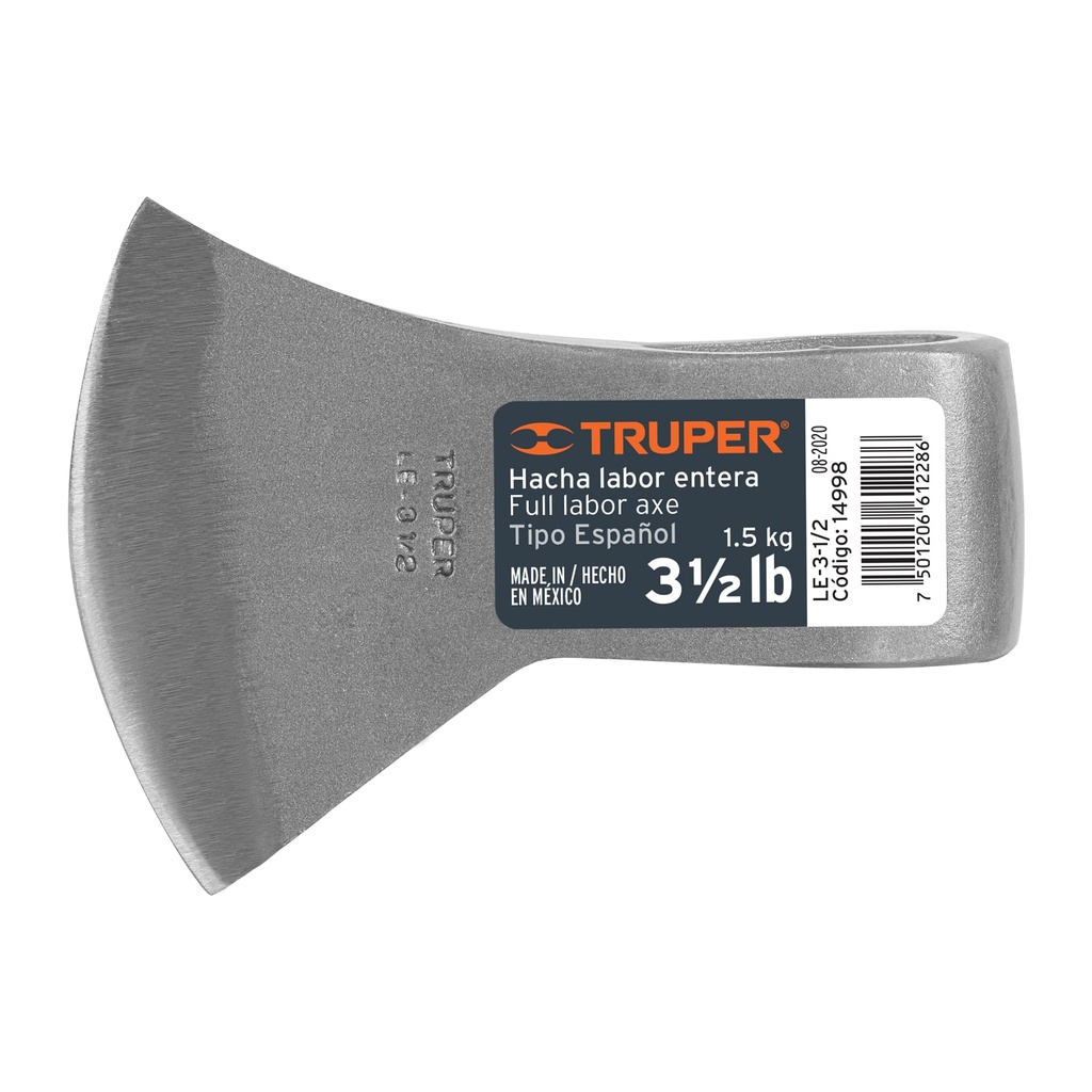 14998 / Hacha labor entera 3-1/2 lb sin mango, Truper