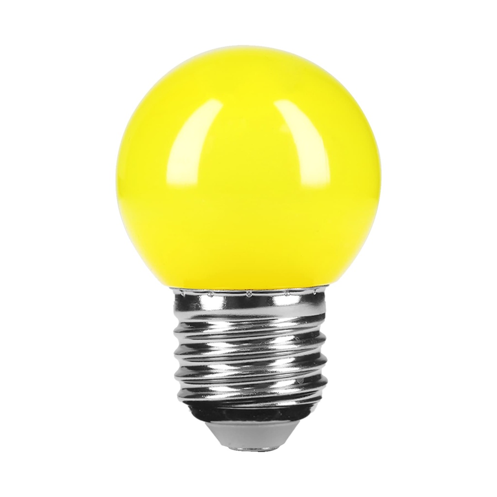 46028 / Lámpara LED tipo bulbo G45 1 W color amarillo, caja, Volteck