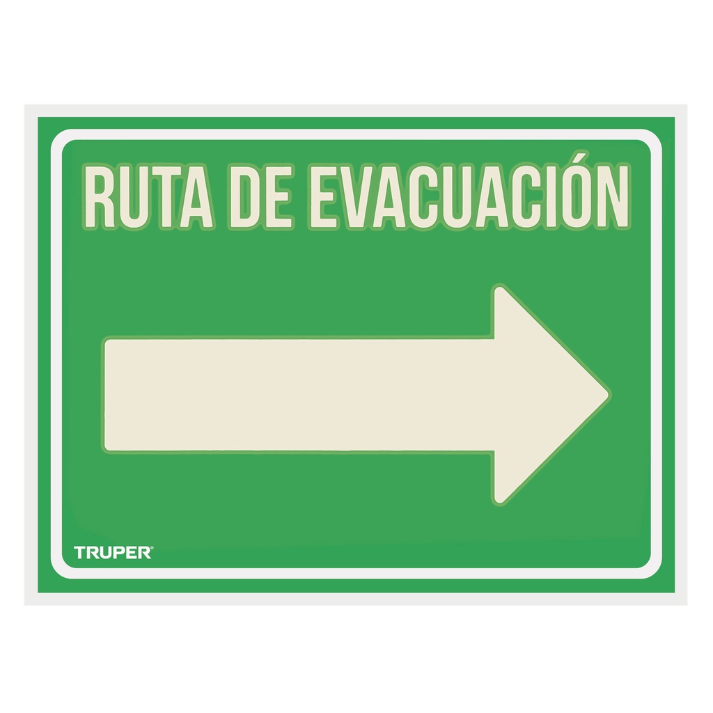 18368 / Letrero de señalización 'RUTA EVACUACIÓN DERECHA',21 x 28 cm, Truper