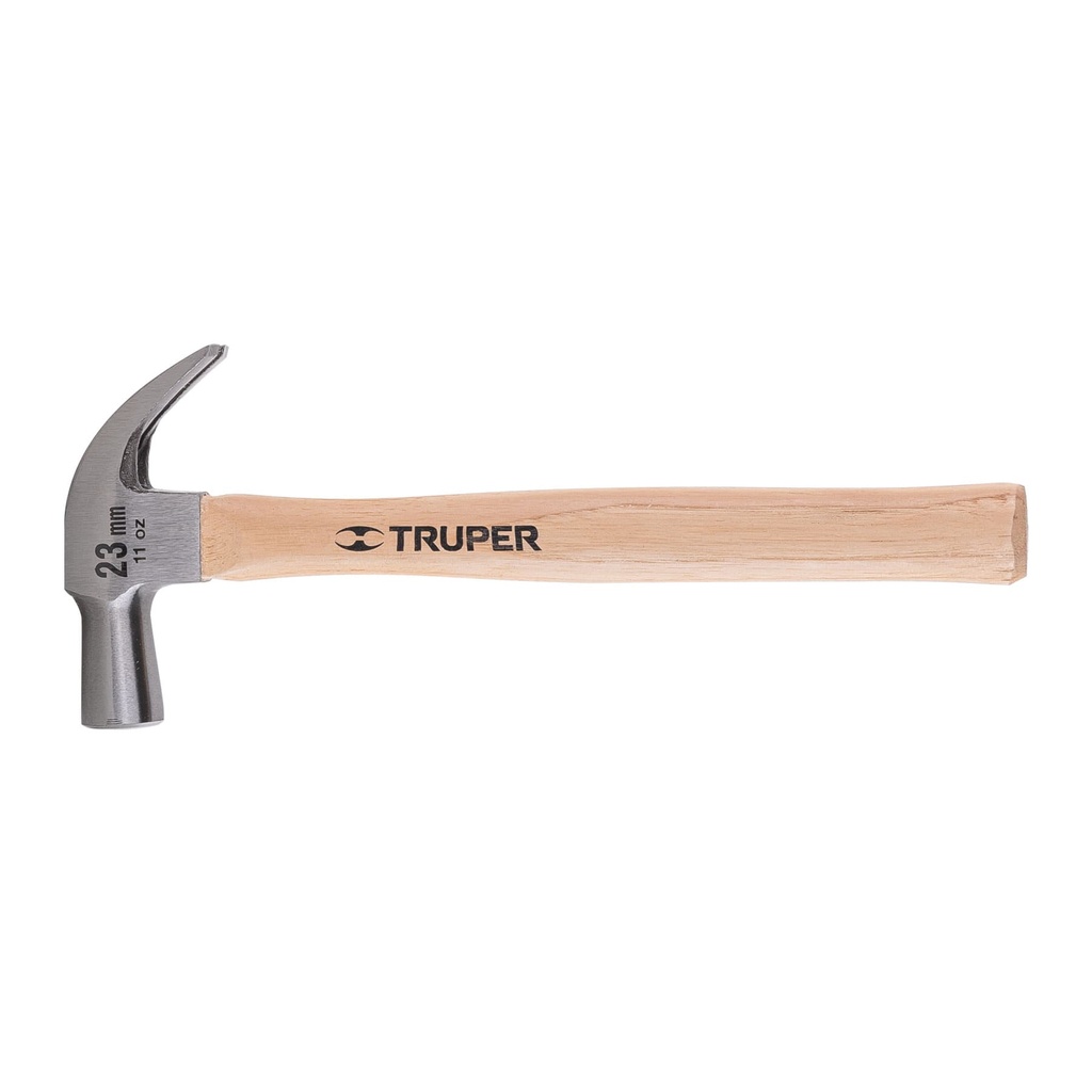 10557 / Martillo cabeza cónica 23 mm uña curva, mango madera, Truper