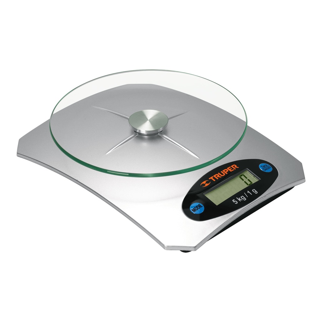 15160 / Báscula digital para cocina, plato de vidrio, 5 kg, Truper