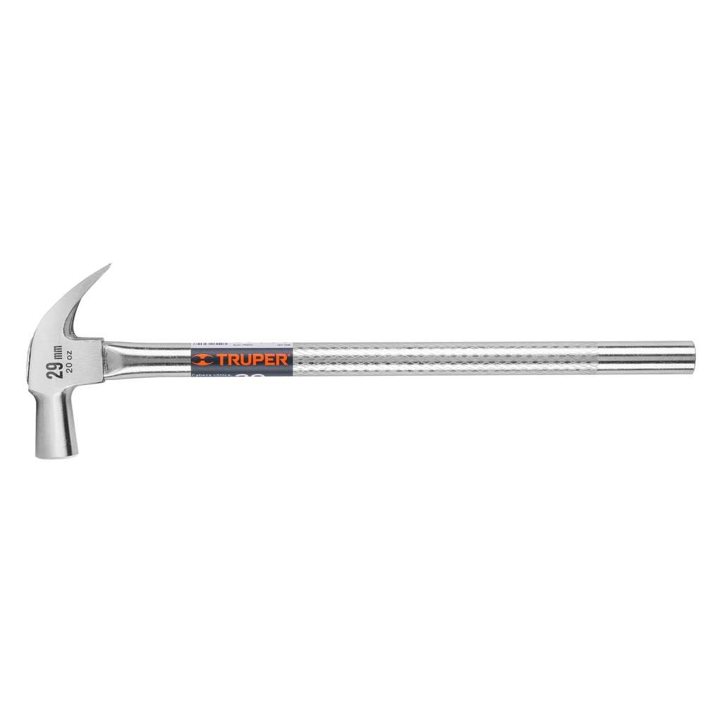 11175 / Martillo cabeza cónica 29 mm uña curva, mango tubular, Truper