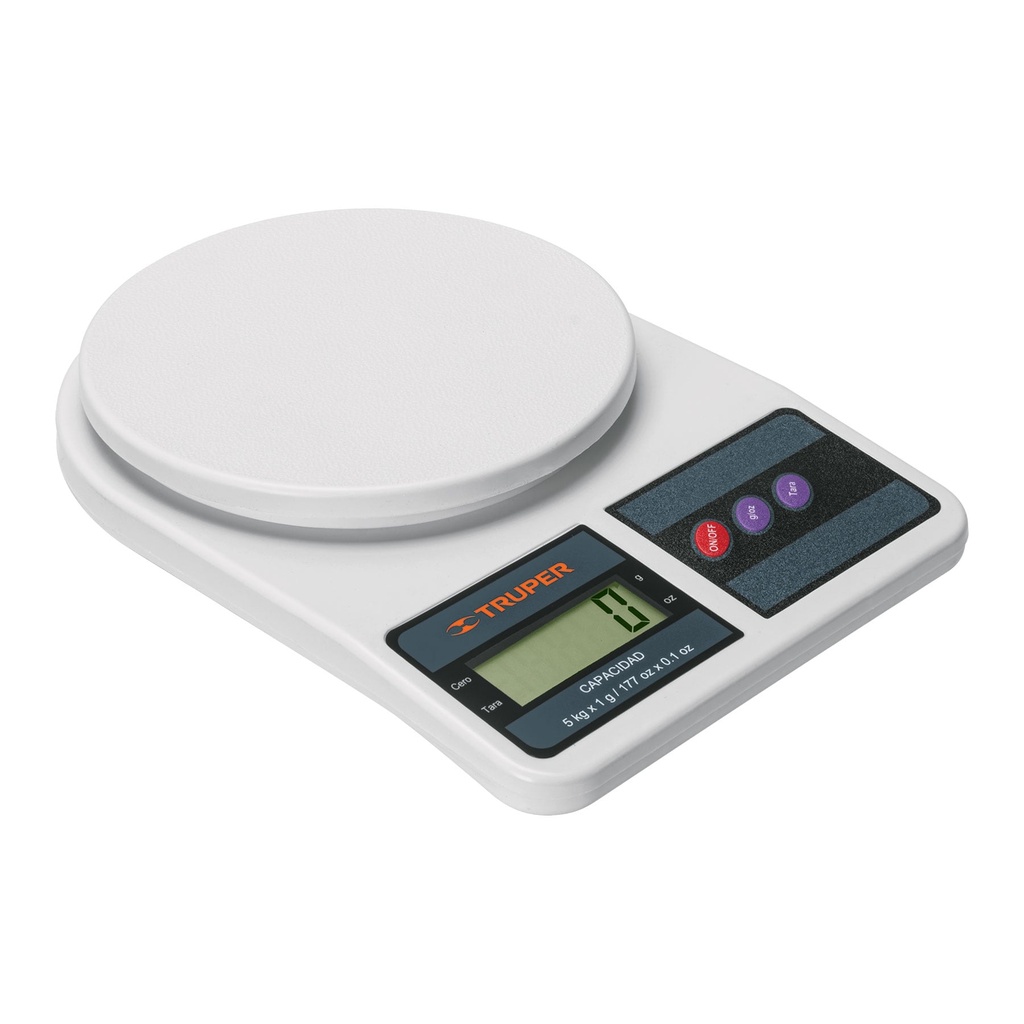 15161 / Báscula digital para cocina, plato de ABS, 5 kg, Truper