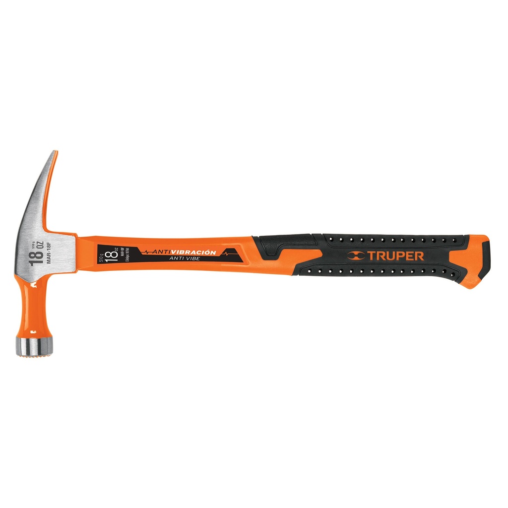 10761 / Martillo 18 oz uña recta, mango fibra de vidrio, Truper