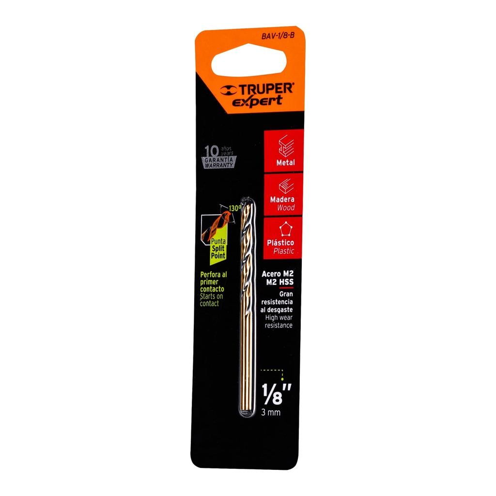12740 / Broca HSS 1/8' Trugold para metal en blíster, Expert