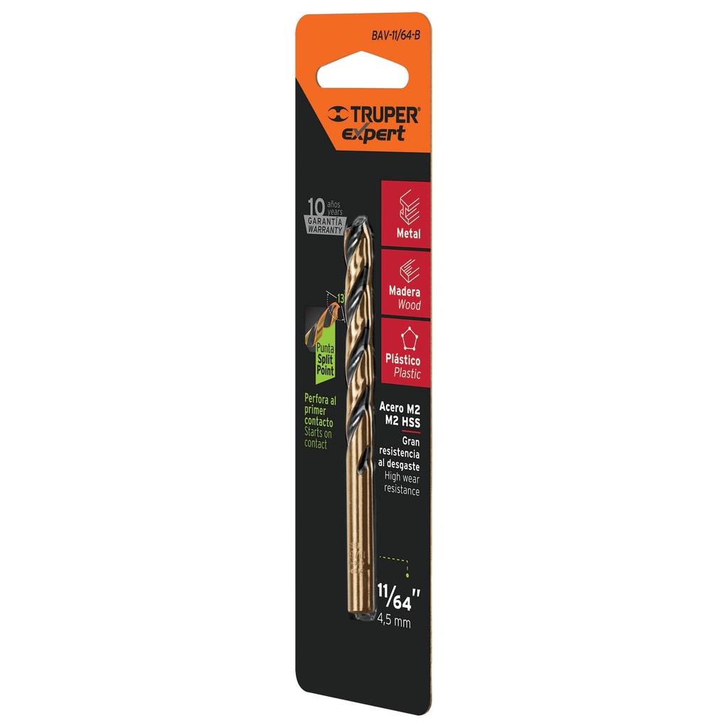 12743 / Broca HSS 11/64' Trugold para metal en blíster, Expert