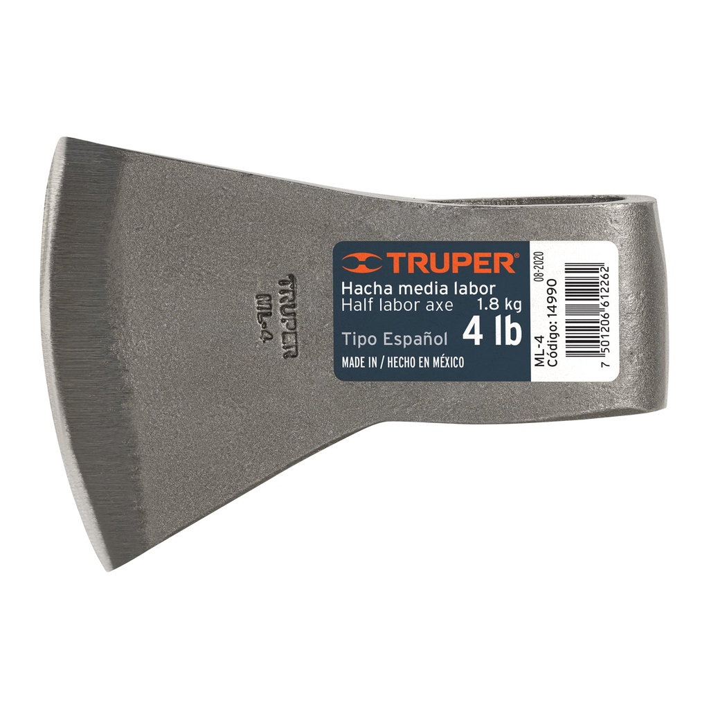 14990 / Hacha media labor 4 lb sin mango, Truper