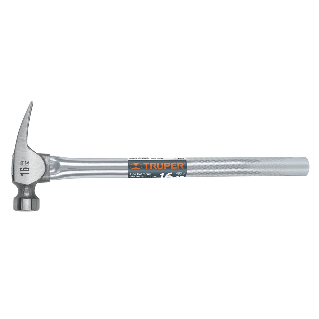 Martillo tubular 16 oz uña California Ripper, cara lisa, Truper