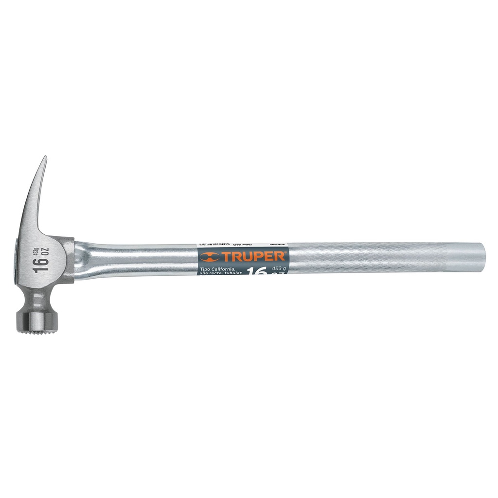 10643 / Martillo tubular 16 oz uña California Ripper, cara fresada, Truper