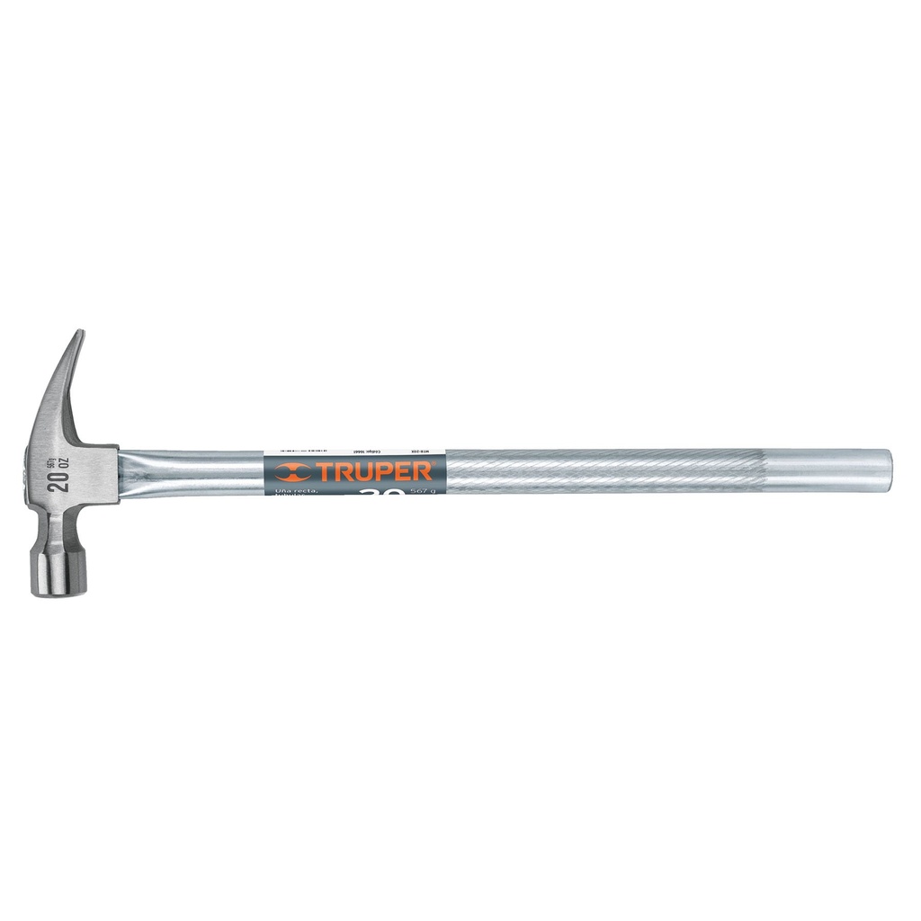 16661 / Martillo tubular pulido 20 oz alojamiento imantado uña recta, Truper