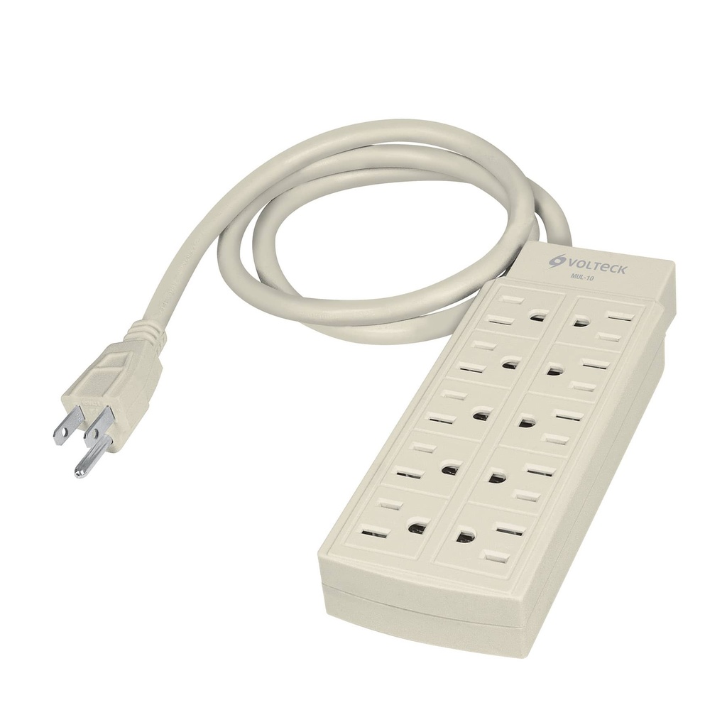 47234 / Multicontacto 14 AWG uso rudo con 10 entradas, Volteck