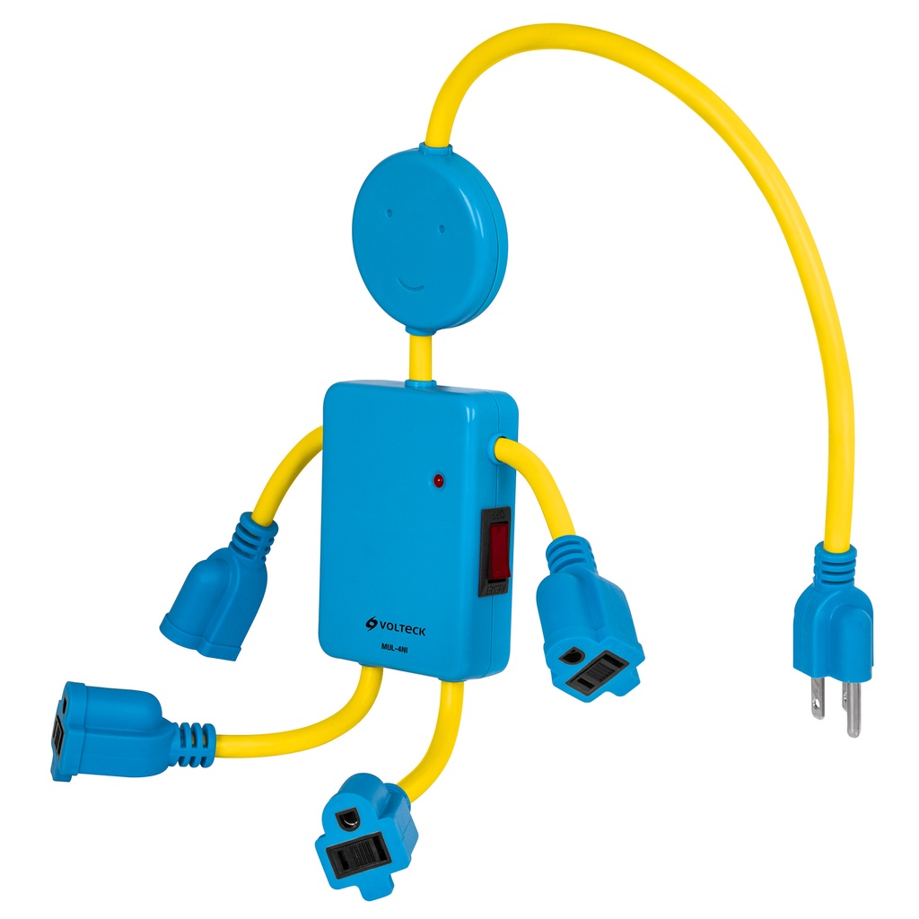 48182 / Multicontacto 16 AWG figura de niño con 4 entradas, Volteck