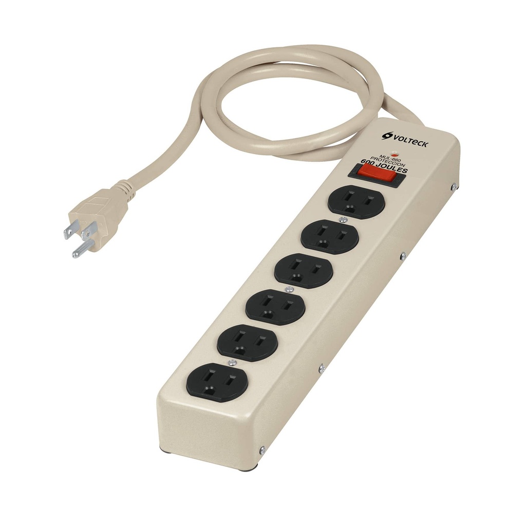 47185 / Multicontacto 14 AWG 6 entradas supresor de picos 600 joules, Volteck