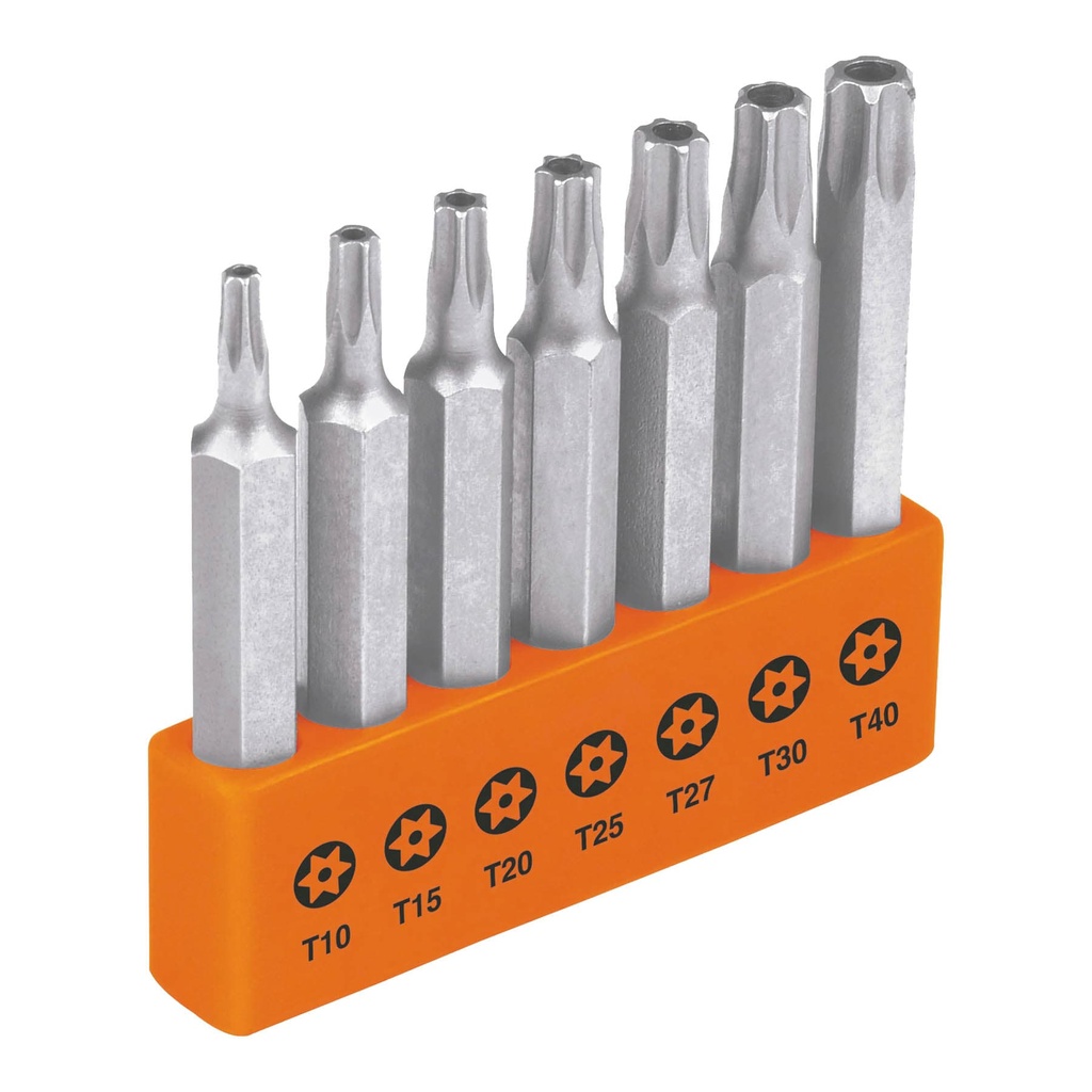 17813 / Juego de 7 puntas torx combinadas c/seguro largo 2', Expert