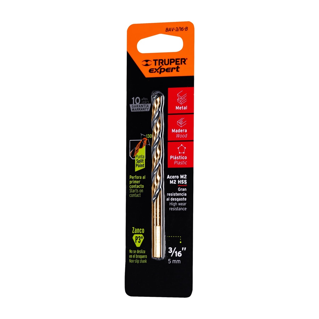 12744 / Broca HSS 3/16' Trugold para metal en blíster, Expert