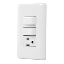 25081 / Placa armada con contacto y 2 interruptores sencillos, Basic, Volteck