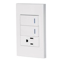 45597 / Placa armada 2 interruptores,1 contacto,1mod,Española,blanco, Volteck