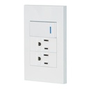 45594 / Placa armada 1 interruptor, 2 contactos,1mod,Española,blanco, Volteck
