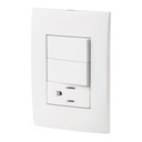 46488 / Placa armada contacto y 2 interruptores, línea Oslo, blanco, Volteck