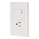 45591 / Placa armada 1 interruptor,1contacto,1.5mod,Española, blanco, Volteck