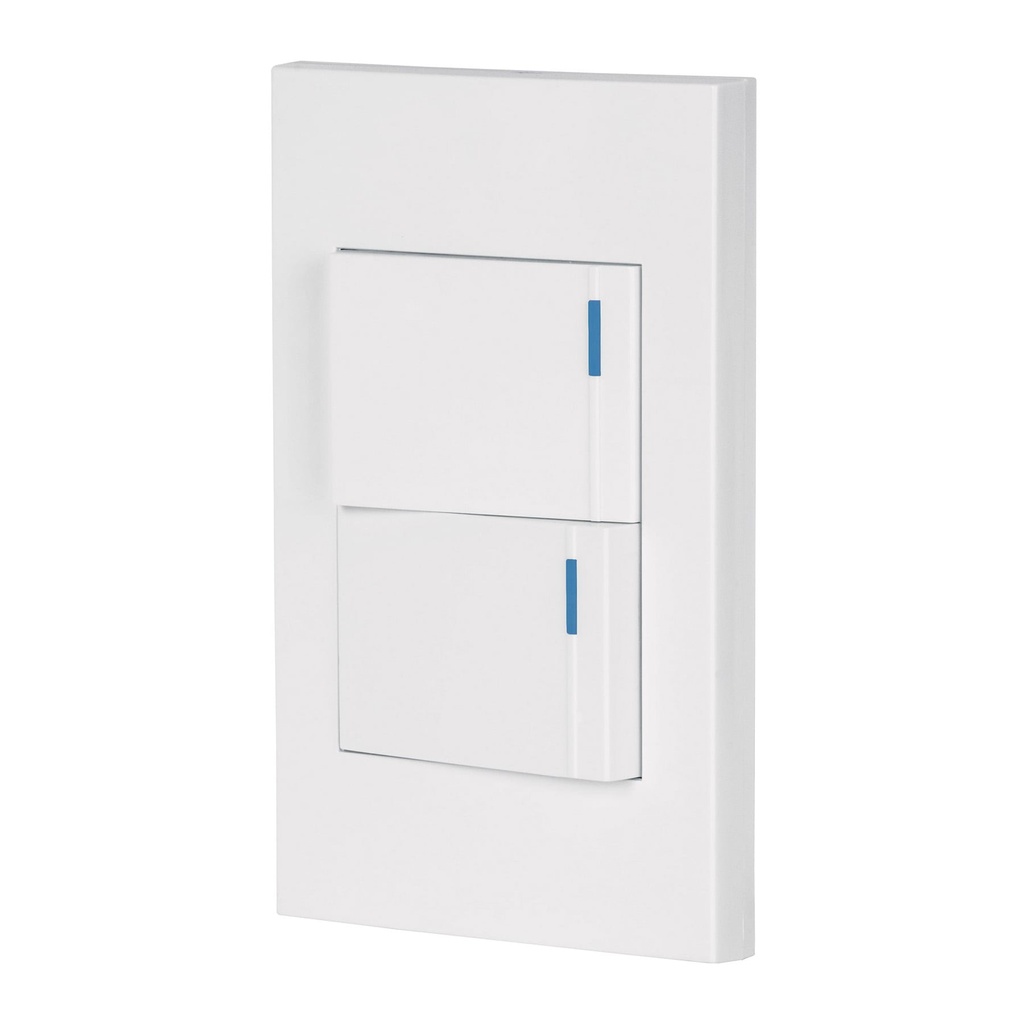 45595 / Placa armada 2 interruptores, 1.5 módulos, Española, blanco, Volteck