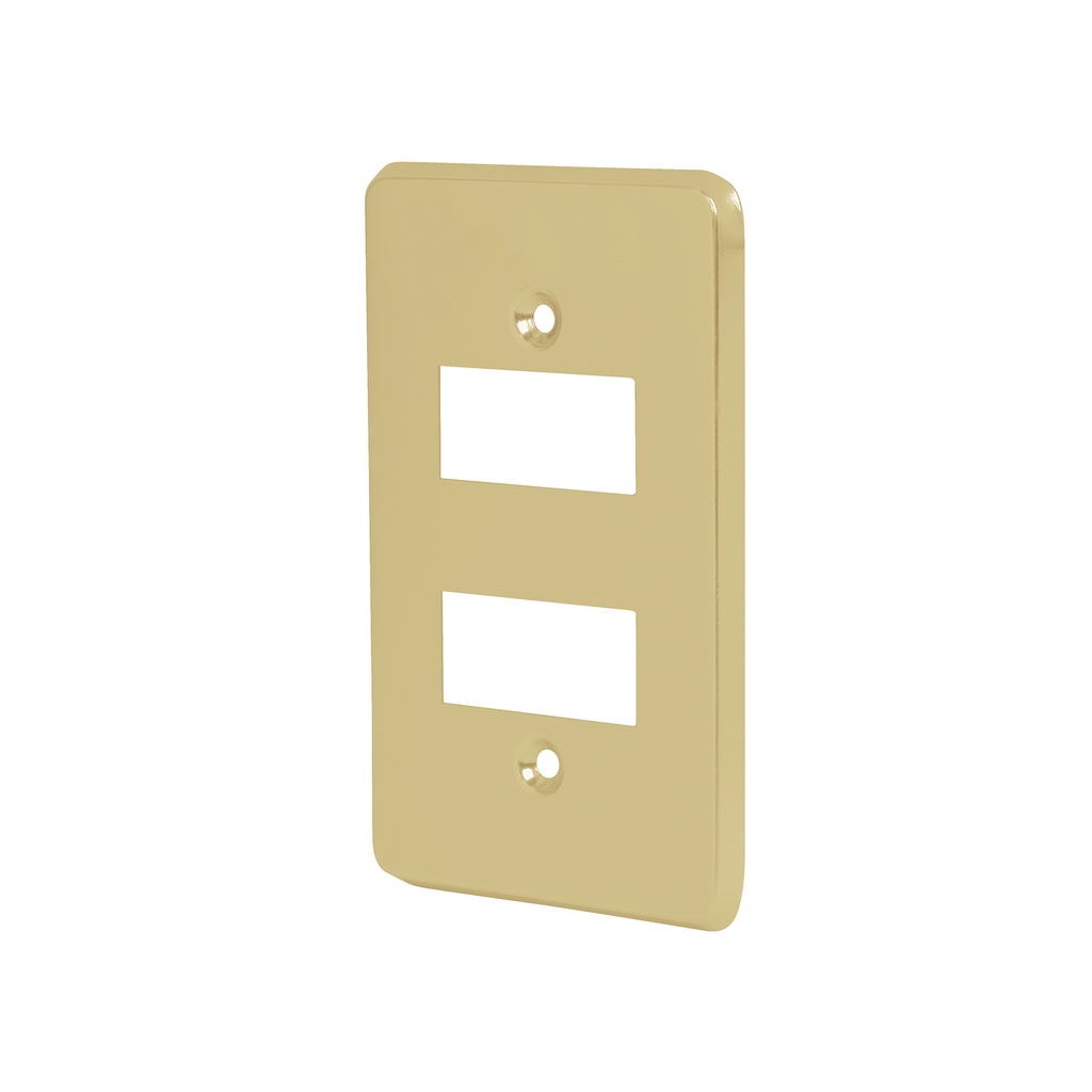46436 / Placa 2 módulos, de aluminio, línea Económica, Volteck