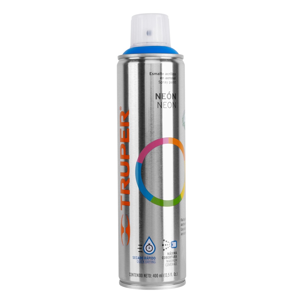 12061 / Pintura en aerosol, azul neón, bote esbelto, 400 ml, Truper