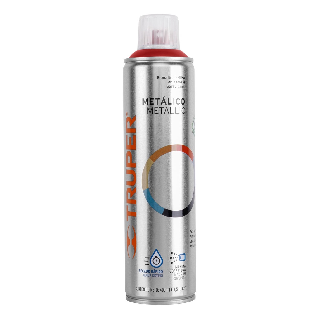 12779 / Pintura en aerosol, rojo metálico, bote esbelto, 400 ml, Truper