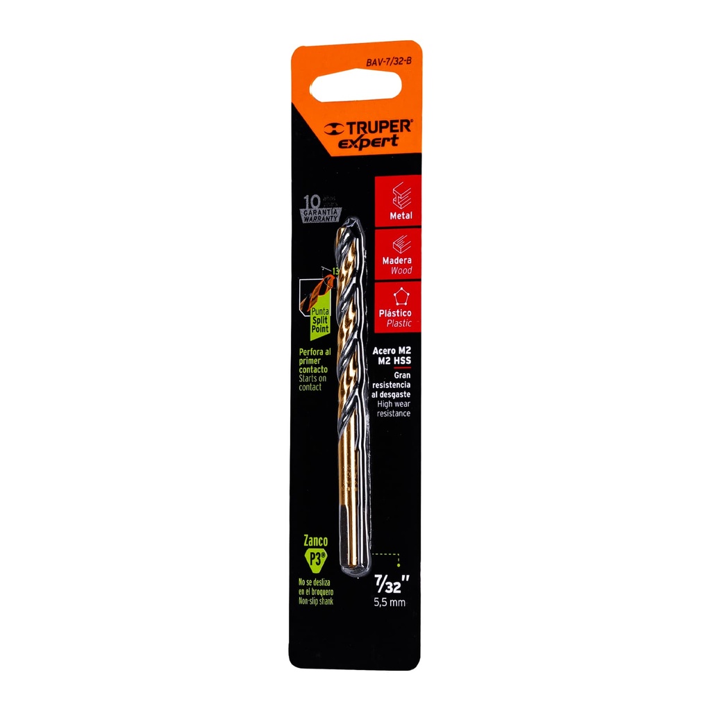 12745 / Broca HSS 7/32' Trugold para metal en blíster, Expert