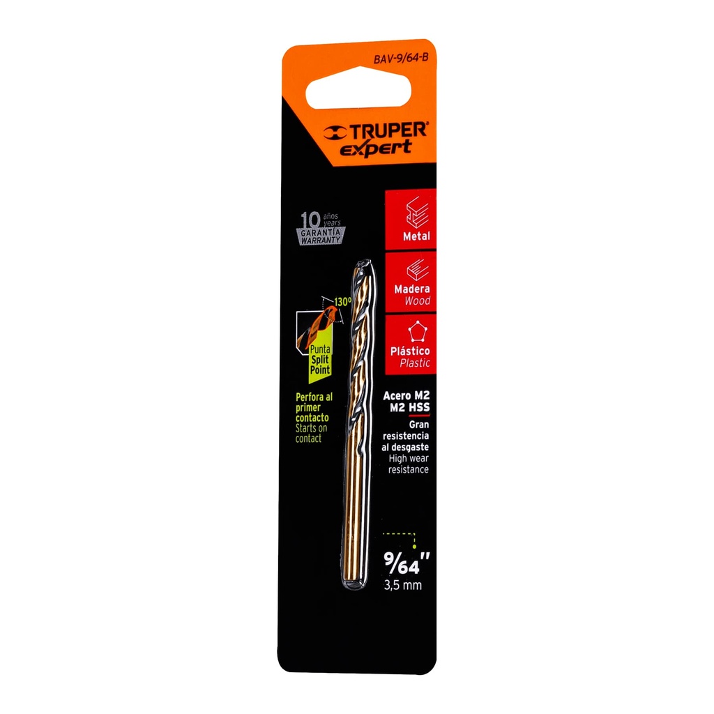 12741 / Broca HSS 9/64' Trugold para metal en blíster, Expert
