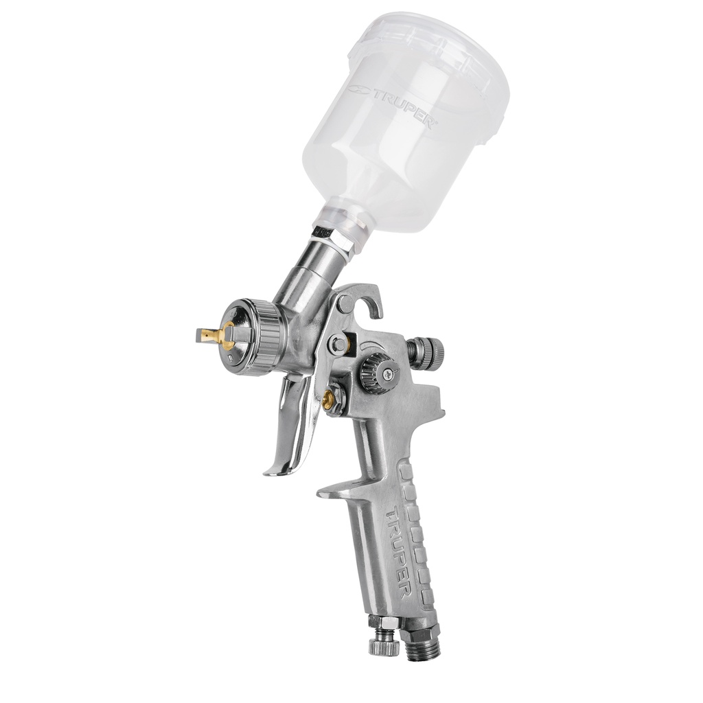11097 / Pistola p/retoque gravedad HVLP vaso plástico, 1 mm, Truper