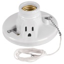 46526 / Portalámpara de porcelana, con ladrón y cadena, Volteck