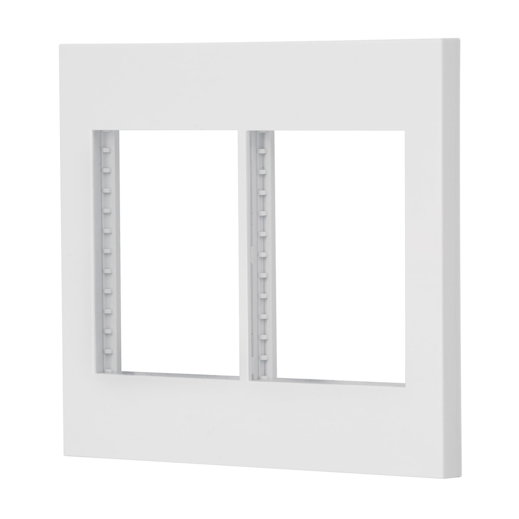 47065 / Placa 2 ventanas, 6 módulos, línea Española, color blanco, Volteck