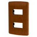 46393 / Placa 2 módulos de ABS, línea Italiana, acabado madera, Volteck