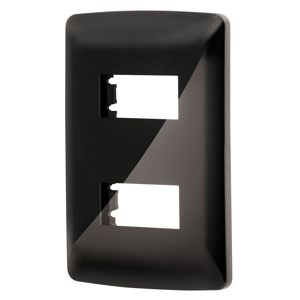 40137 / Placa 2 modulos, Italiana, color negro, Volteck