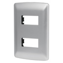 46398 / Placa 2 módulos de ABS, línea italiana, color plata, Volteck