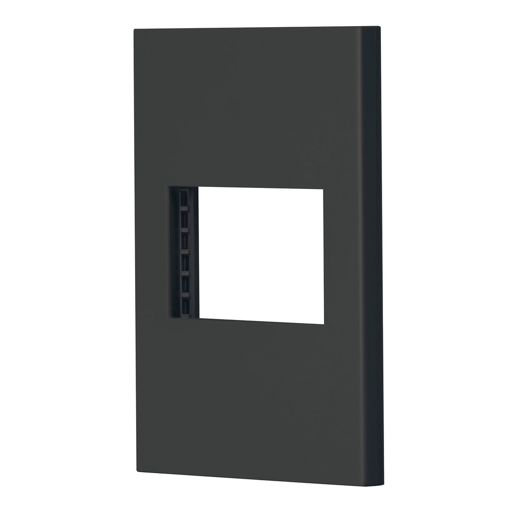 47984 / Placa 1 ventana, 1.5 módulos, línea Española, color negro, Volteck