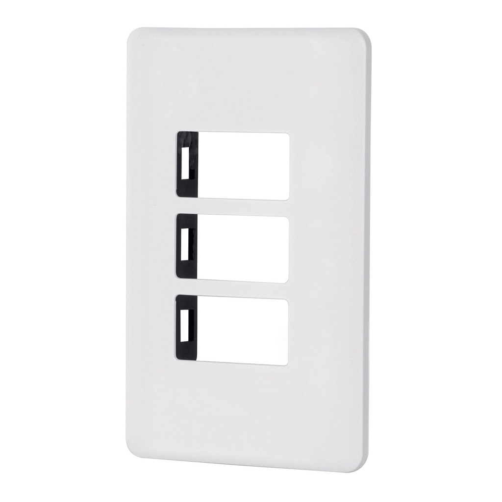27224 / Placa 3 módulos de ABS, blanca, Volteck Basic